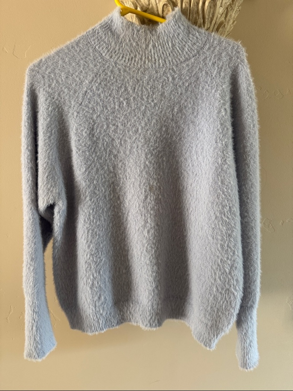 Cozy Soft Heather Blue Fuzzy Turtleneck Sweater